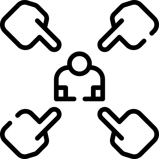 A black silhouette of a fingers pointing at a person