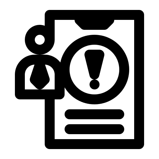 Simple black silhouette of a worker and warning