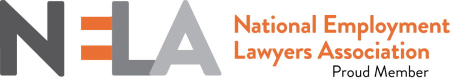 Logo of the National Employment Lawyers Association (NELA) with the text 'Proud Member'.